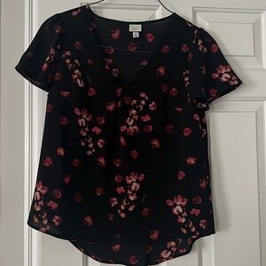 Black and red floral blouse